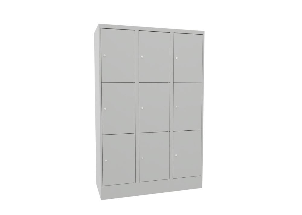 Produktbild PAVOY Schließfachschrank mit Sockel 1850x1200x500 glatte Türen RAL 7035