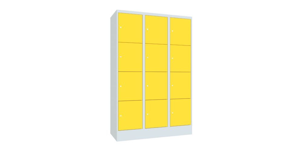 Produktbild PAVOY Schließfachschrank mit Sockel 1850x1200x500 glatte Türen RAL 7035/1018
