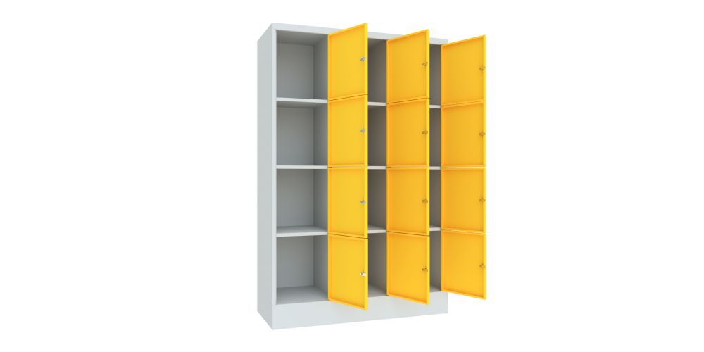 Produktbild Schließfachschrank mit Sockel 1850x1200x500, 3b x 4h, Zyl., AB 400, glatte Türen bild 2