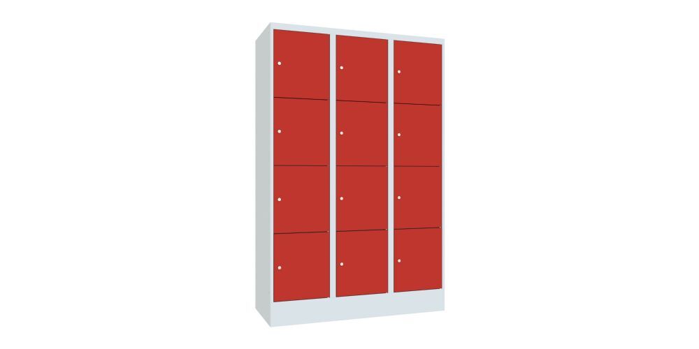Produktbild PAVOY Schließfachschrank mit Sockel 1850x1200x500 glatte Türen RAL 7035/3000