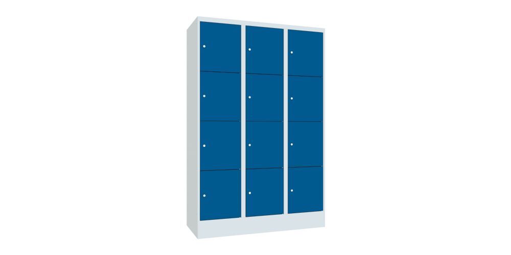 Produktbild PAVOY Schließfachschrank mit Sockel 1850x1200x500 glatte Türen RAL 7035/5010