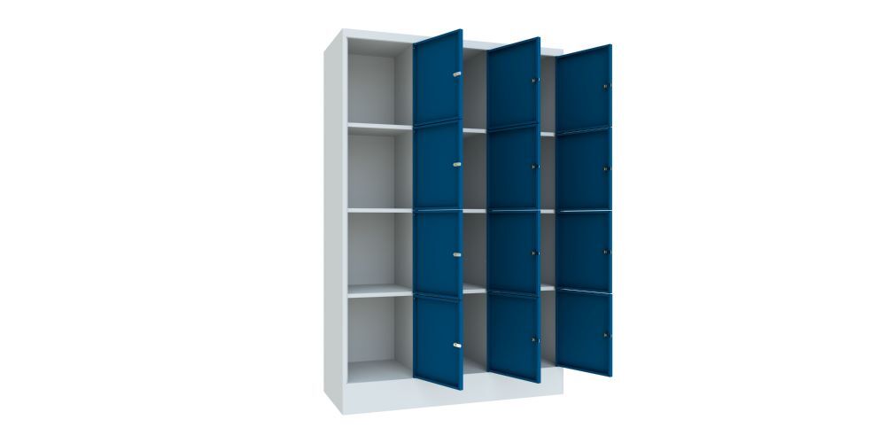 Produktbild Schließfachschrank mit Sockel 1850x1200x500, 3b x 4h, Zyl., AB 400, glatte Türen bild 2