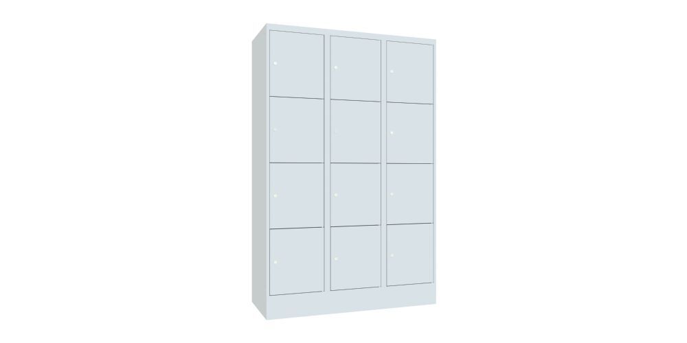 Produktbild PAVOY Schließfachschrank mit Sockel 1850x1200x500 glatte Türen RAL 7035