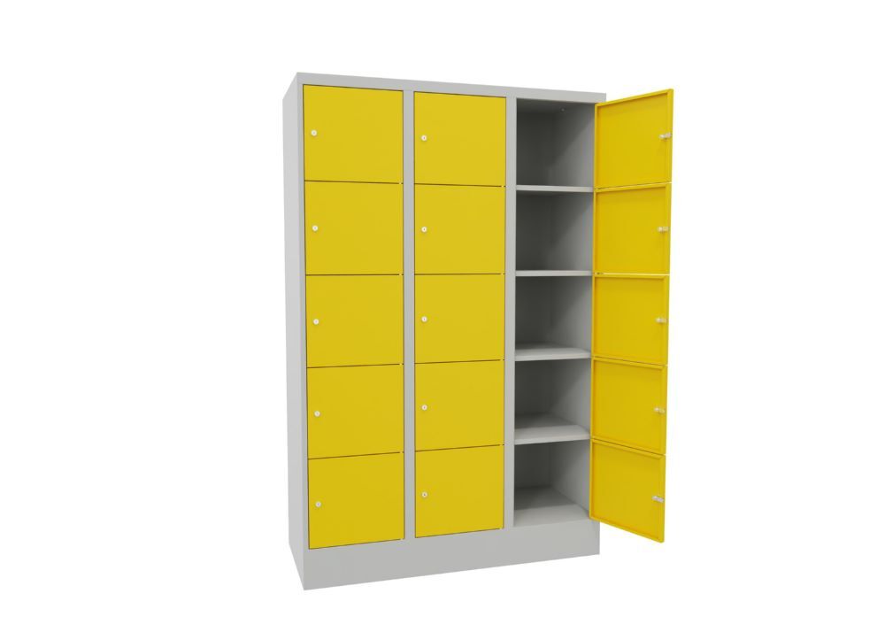 Produktbild PAVOY Schließfachschrank mit Sockel 1850x1200x500 glatte Türen RAL 7035/1018