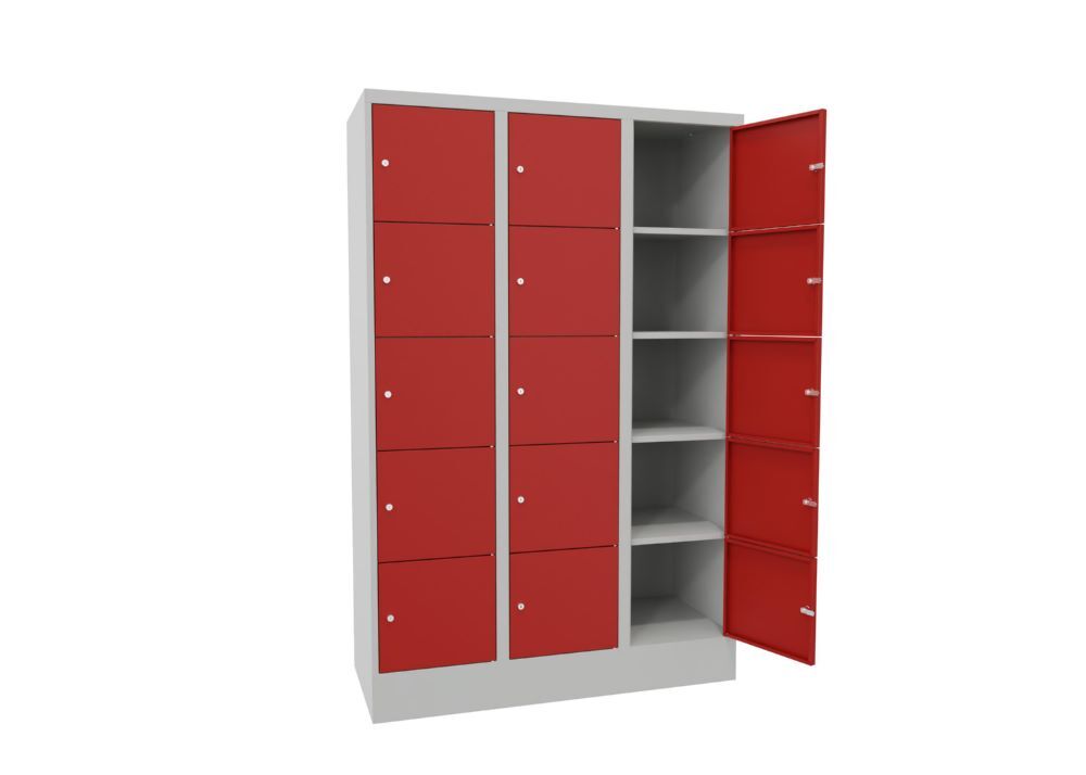 Produktbild PAVOY Schließfachschrank mit Sockel 1850x1200x500 glatte Türen RAL 7035/3000