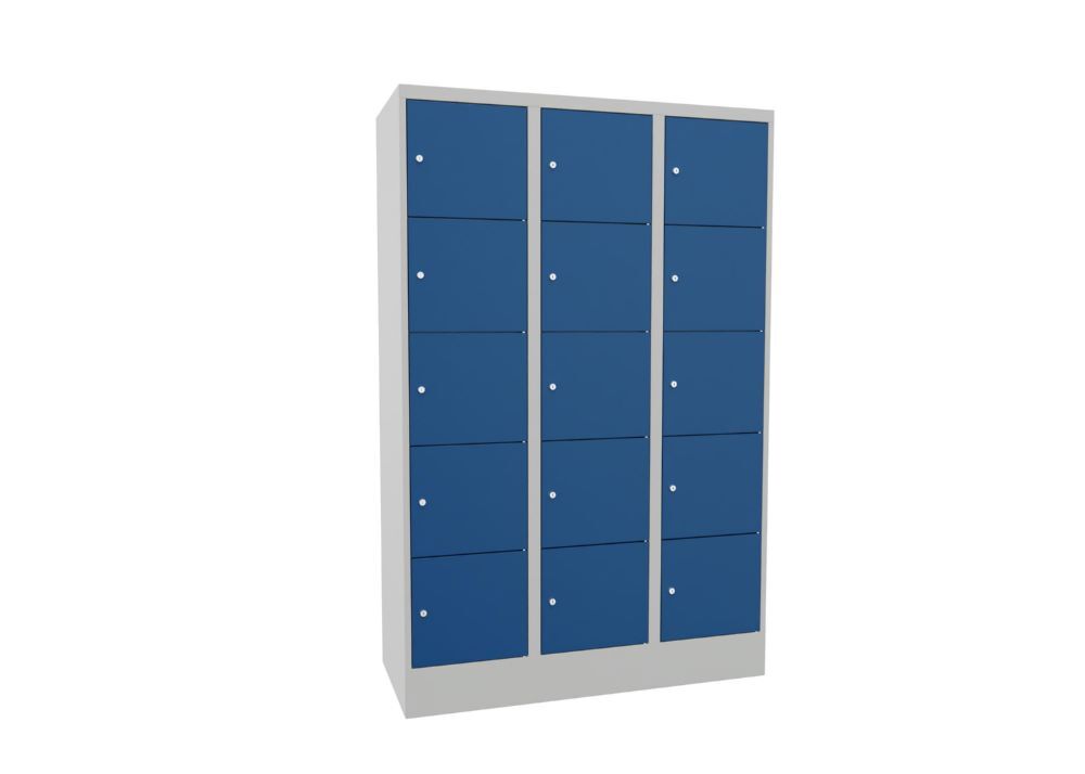 Produktbild Schließfachschrank mit Sockel 1850x1200x500, 3b x 5h, Zyl., AB 400, glatte Türen bild 2