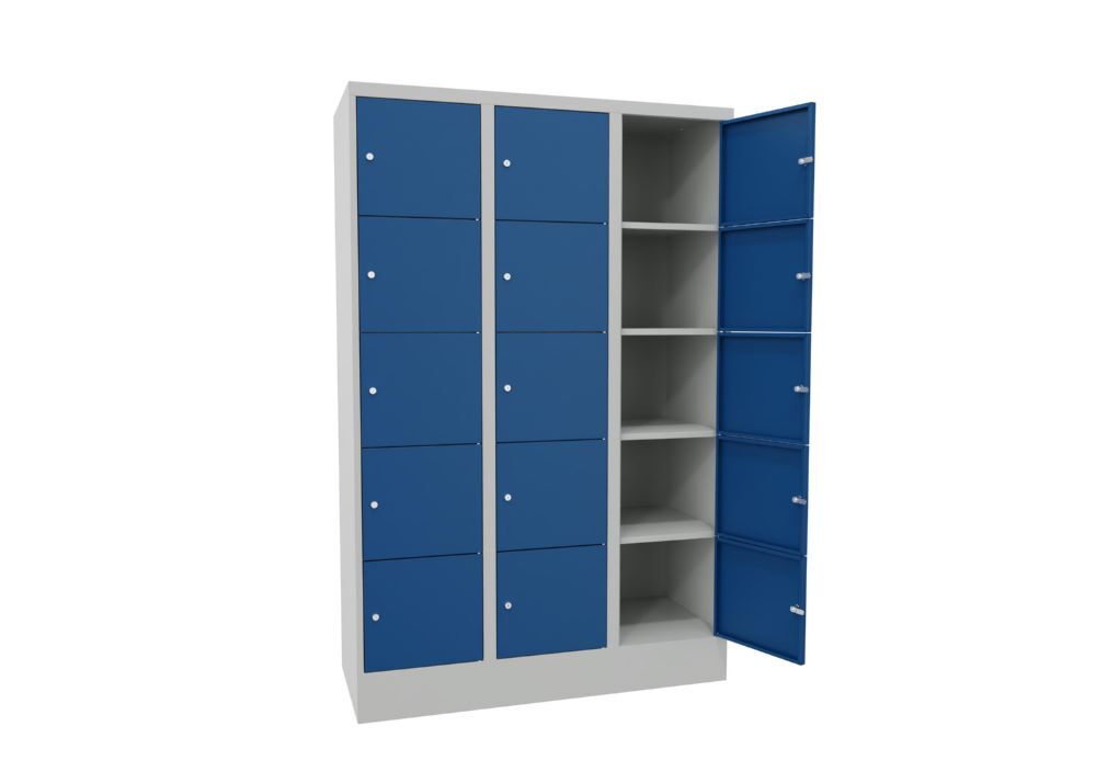 Produktbild PAVOY Schließfachschrank mit Sockel 1850x1200x500 glatte Türen RAL 7035/5010