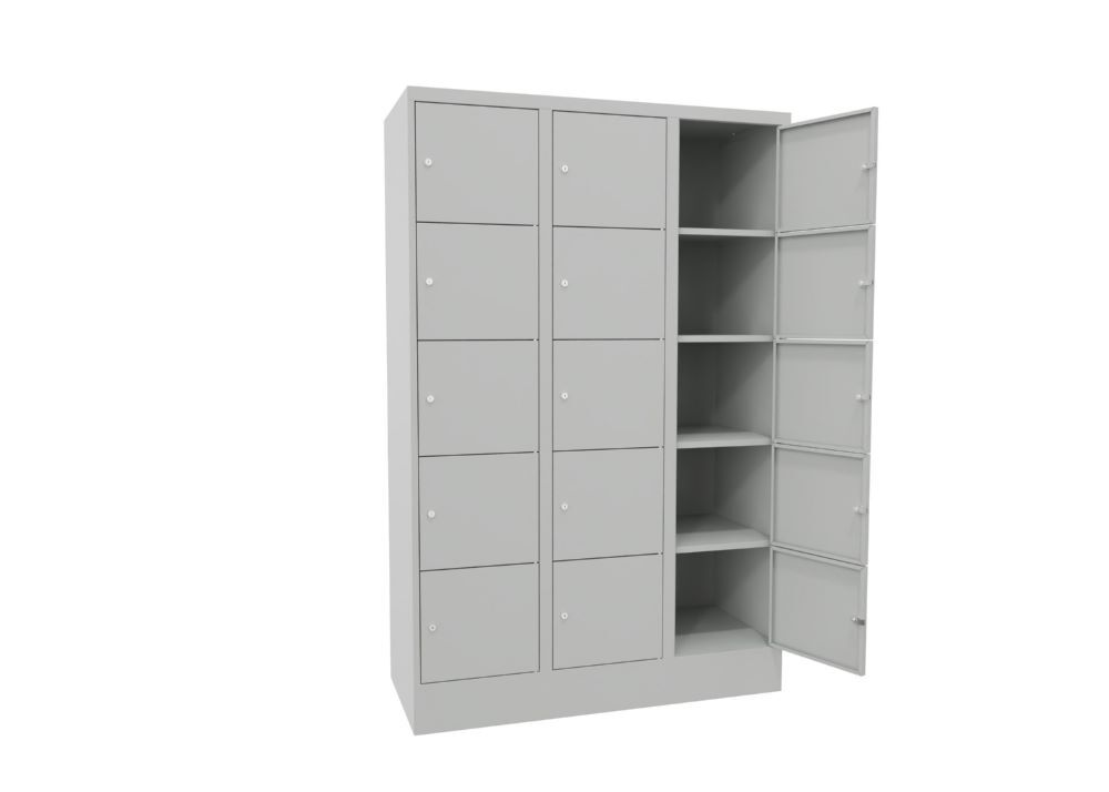 Produktbild PAVOY Schließfachschrank mit Sockel 1850x1200x500 glatte Türen RAL 7035