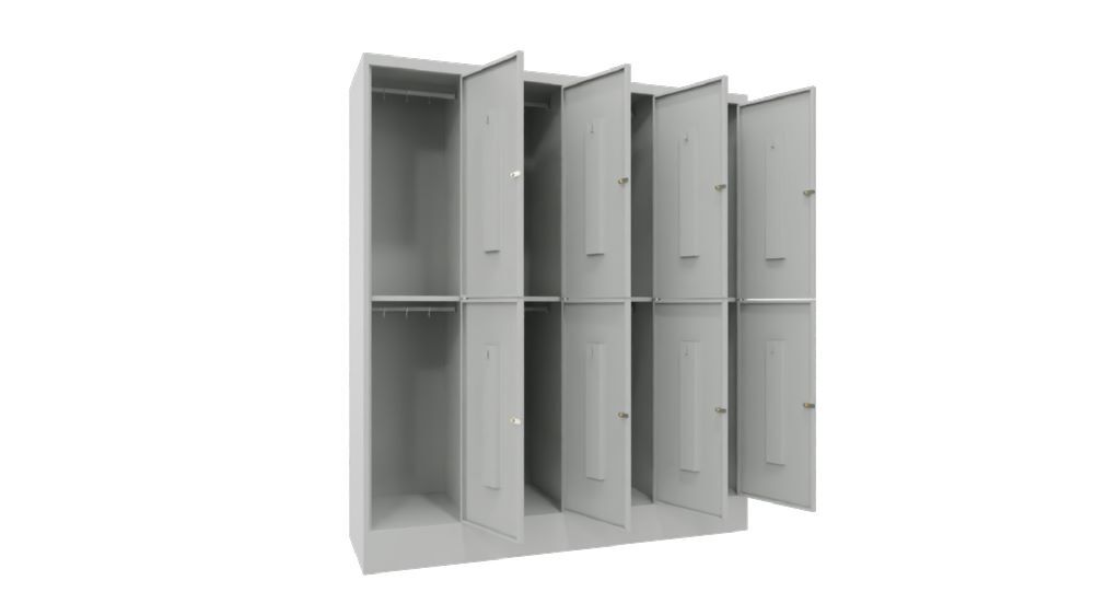 Produktbild PAVOY Schließfachschrank mit Sockel 1850x1600x500 glatte Türen RAL 7035