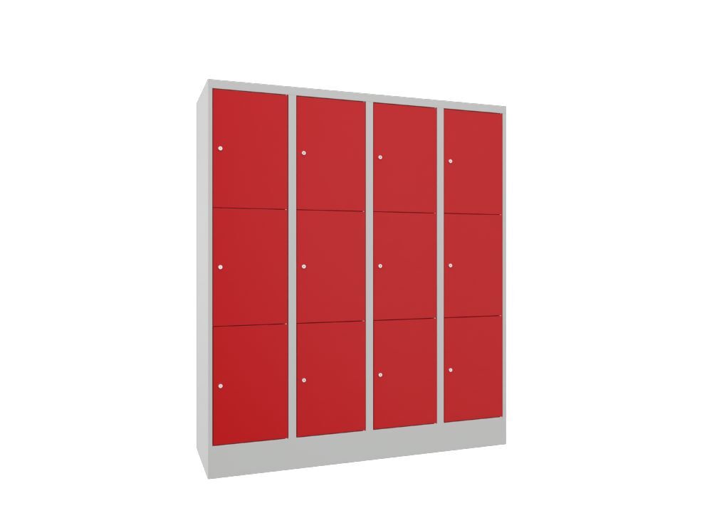 Produktbild PAVOY Schließfachschrank mit Sockel 1850x1600x500 glatte Türen RAL 7035/3000