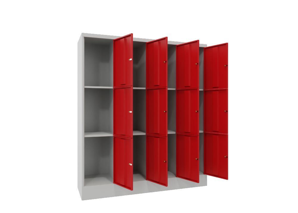 Produktbild Schließfachschrank mit Sockel 1850x1600x500, 4b x 3h, Zyl., AB 400, glatte Türen bild 2