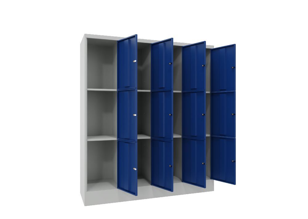 Produktbild Schließfachschrank mit Sockel 1850x1600x500, 4b x 3h, Zyl., AB 400, glatte Türen bild 2