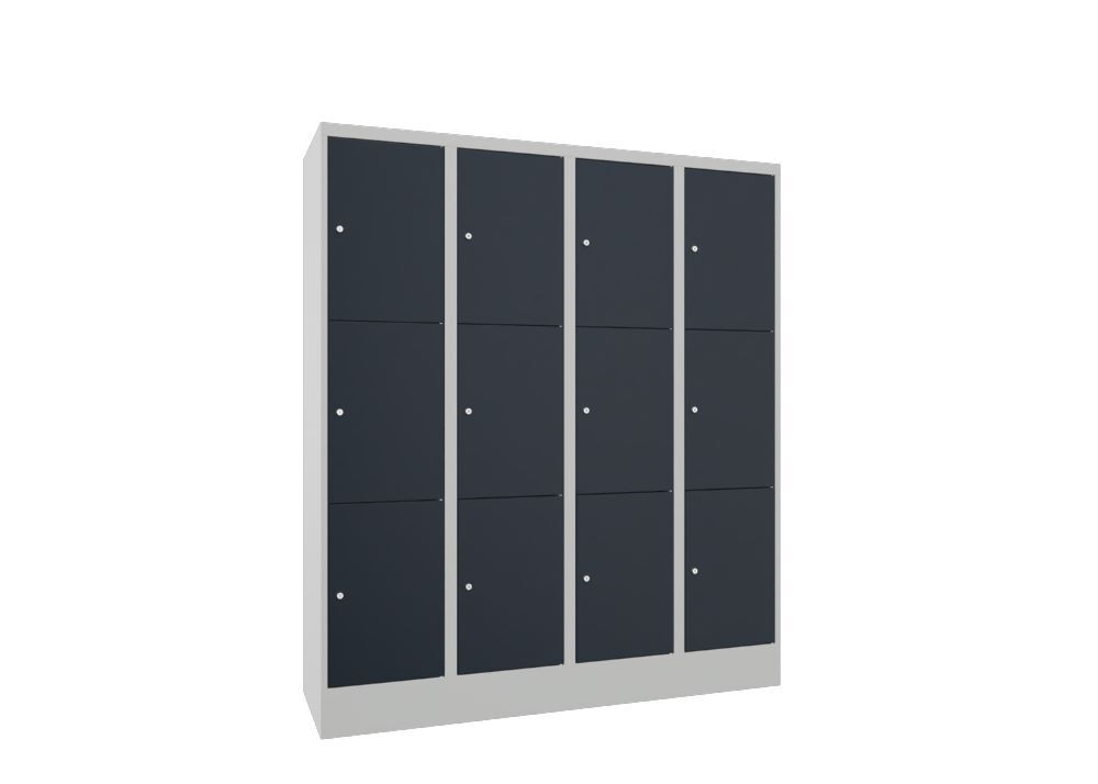 Produktbild PAVOY Schließfachschrank mit Sockel 1850x1600x500 glatte Türen RAL 7035/7016
