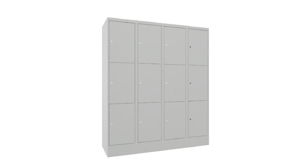 Produktbild PAVOY Schließfachschrank mit Sockel 1850x1600x500 glatte Türen RAL 7035
