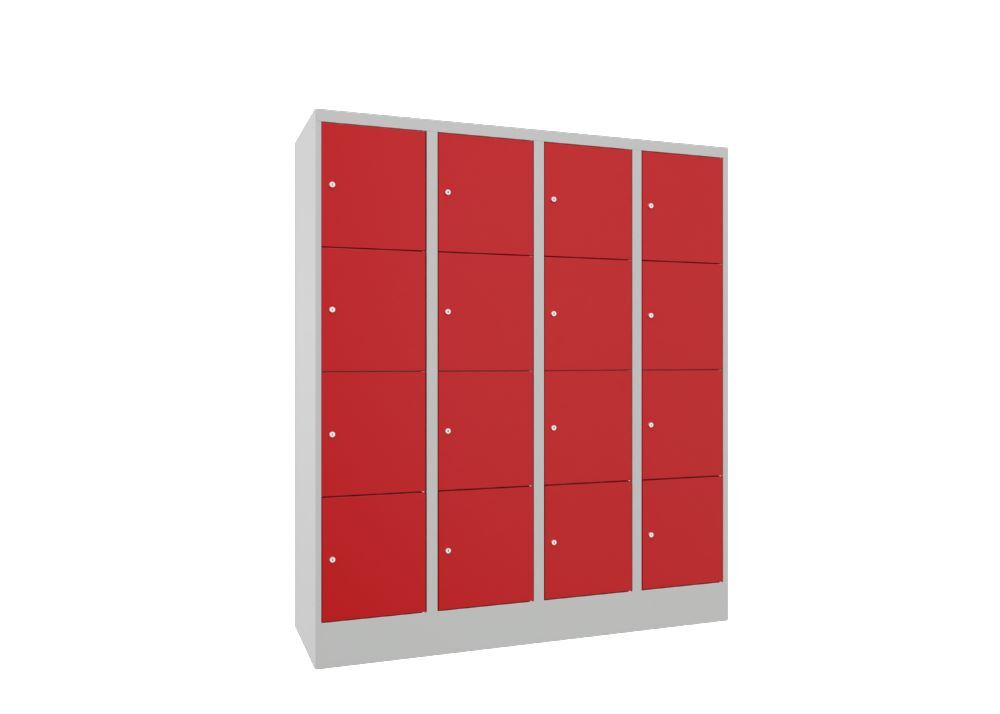 Produktbild PAVOY Schließfachschrank mit Sockel 185x1600x500 glatte Türen RAL 7035/3000