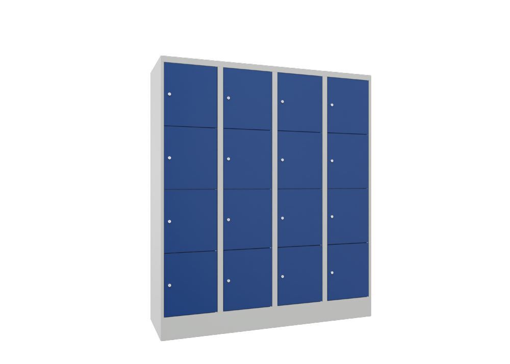 Produktbild PAVOY Schließfachschrank mit Sockel 1850x1600x500 glatte Türen RAL 7035/5010