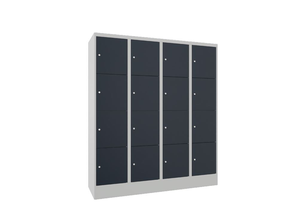 Produktbild PAVOY Schließfachschrank mit Sockel 1850x1600x500 glatte Türen RAL 7035/7016