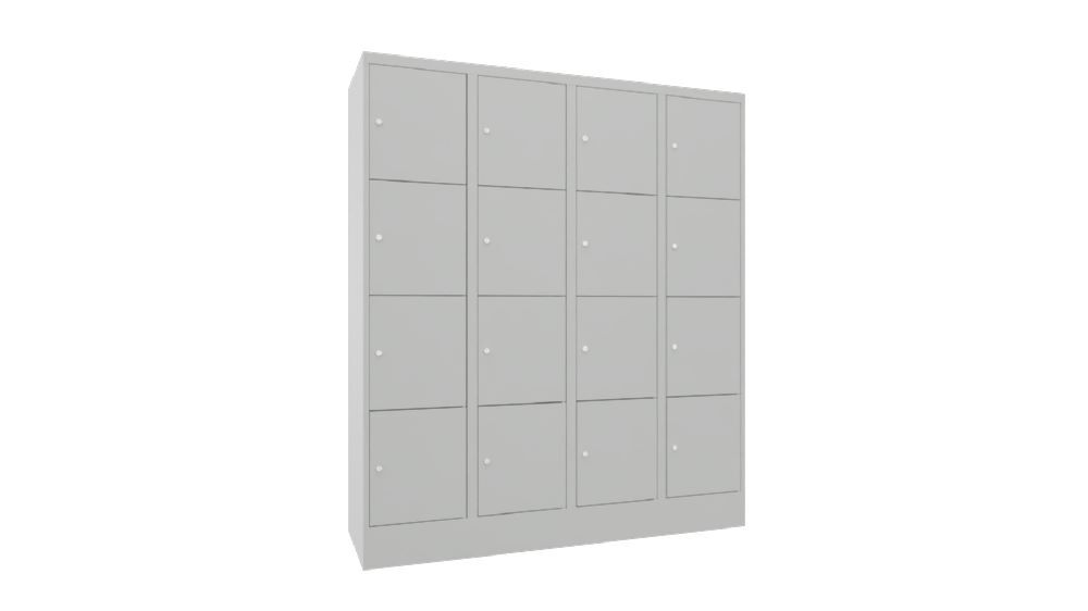 Produktbild PAVOY Schließfachschrank mit Sockel 1850x1600x500 glatte Türen RAL 7035