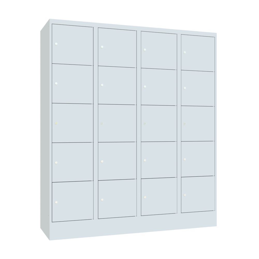 Produktbild PAVOY Schließfachschrank mit Sockel 1850x1600x500 glatte Türen RAL 7035