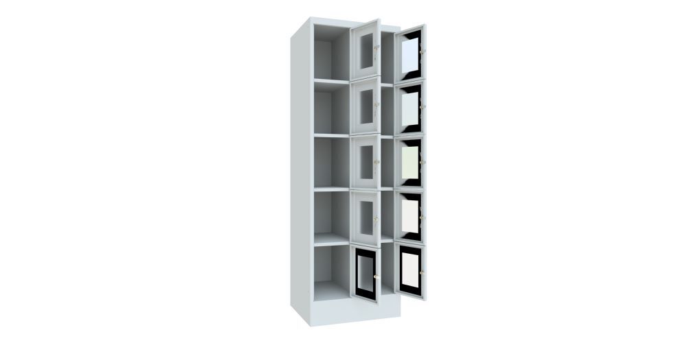 Produktbild Schließfachschrank mit Sockel 1850x600x500, 2b x 5h, Zyl., AB 300, Sichtfenster bild 2