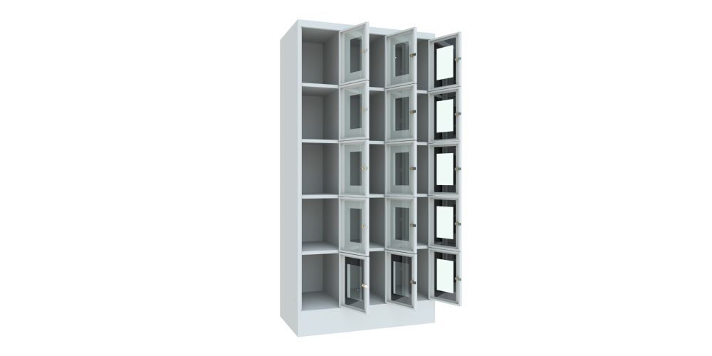 Produktbild Schließfachschrank mit Sockel 1850x900x500, 3b x 5h, Zyl., AB 300, Sichtfenster bild 2
