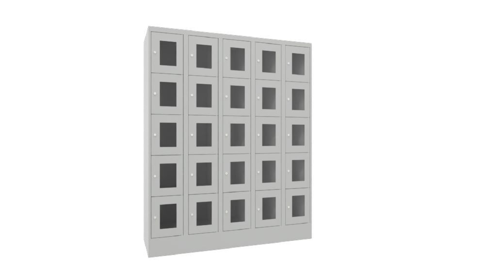 Produktbild PAVOY Schließfachschrank mit Sockel 1850x1500x500 Sichtfenster RAL 7035