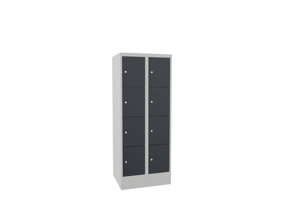 Produktbild Schließfachschrank mit Sockel, 1518x600x500 mm, 8 Fächer, RAL 7035/7016 bild 2