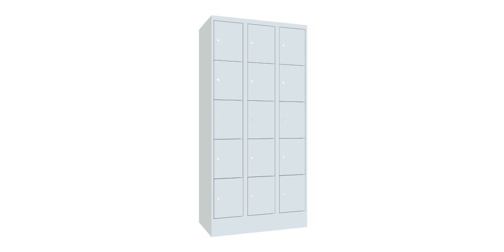 Produktbild Schließfachschrank mit Sockel, 1850x900x500 mm, 15 Fächer, RAL 7035 bild 2