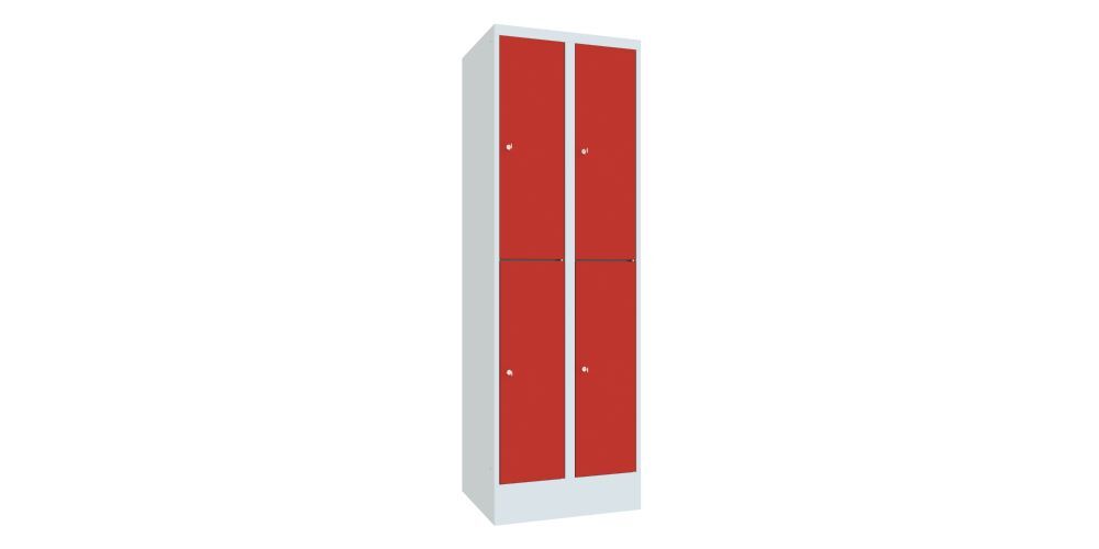 Produktbild PAVOY Schließfachschrank mit Sockel 1850x600x500 mm 4 Fächer RAL 7035/3000