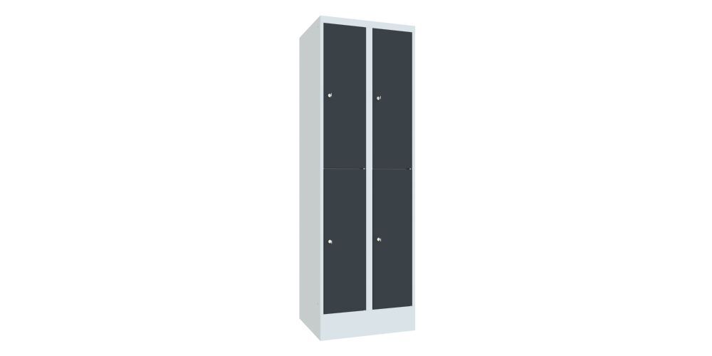 Produktbild PAVOY Schließfachschrank mit Sockel 1850x600x500 mm 4 Fächer RAL 7035/7016