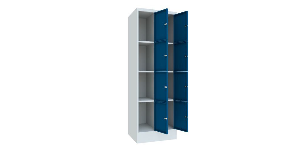 Produktbild Schließfachschrank mit Sockel, 1850x600x500 mm, 8 Fächer, RAL 7035/5010 bild 2