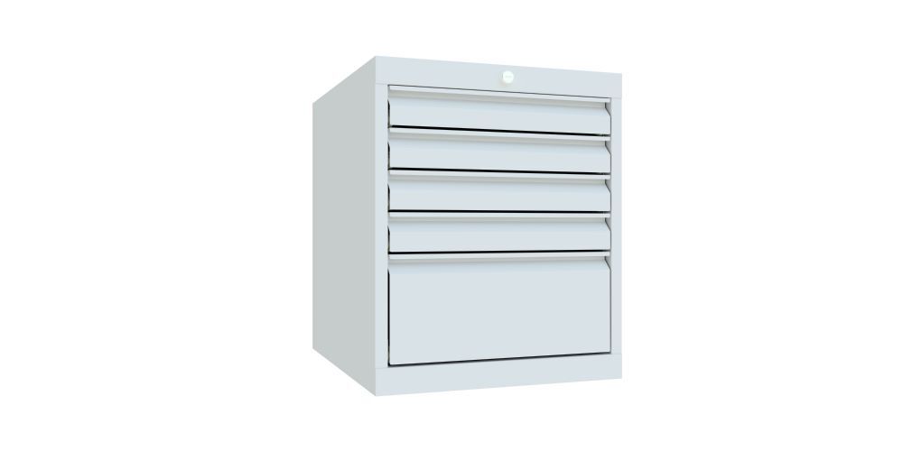 Produktbild PAVOY Schubladenblock 600x500x600 mm Blende 4x75 1x200 RAL7035