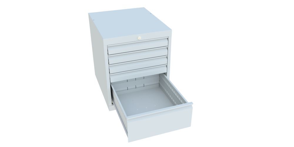 Produktbild Schubladenblock 600x500x600 mm, Blende 4x75, 1x200, RAL7035 bild 2