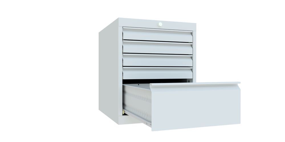 Produktbild Schubladenblock 600x500x600 mm, Blende 4x75, 1x200, RAL7035 bild 3