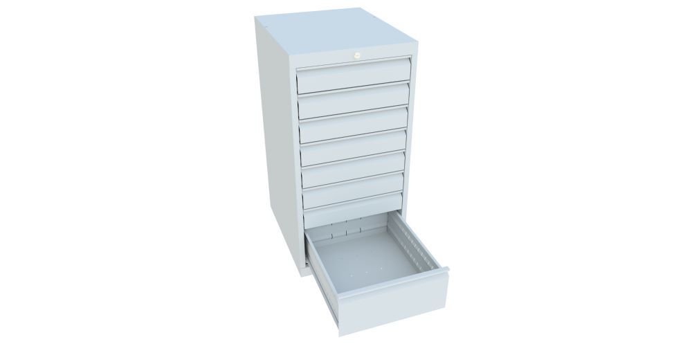 Produktbild Schubladenblock 1000x500x600 mm, Blende 7x100, 1x200, RAL 7035 bild 2