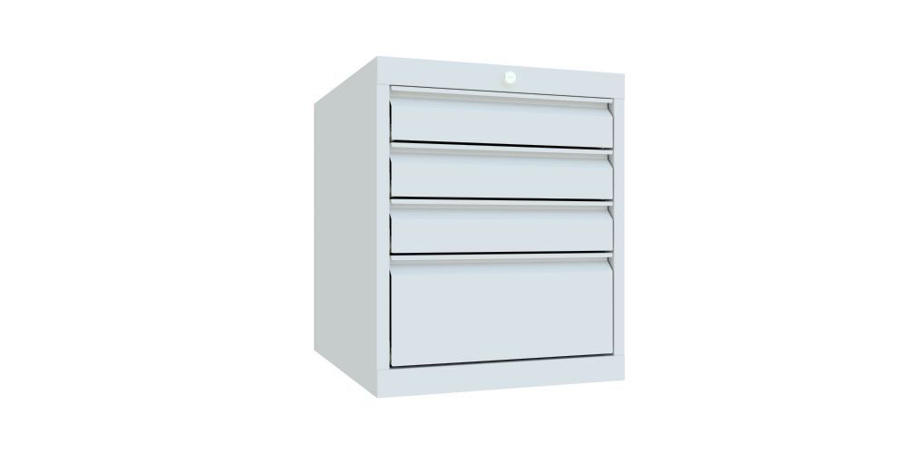 Produktbild PAVOY Schubladenblock 600x500x600 mm Blende 3x100 1x200 RAL 7035