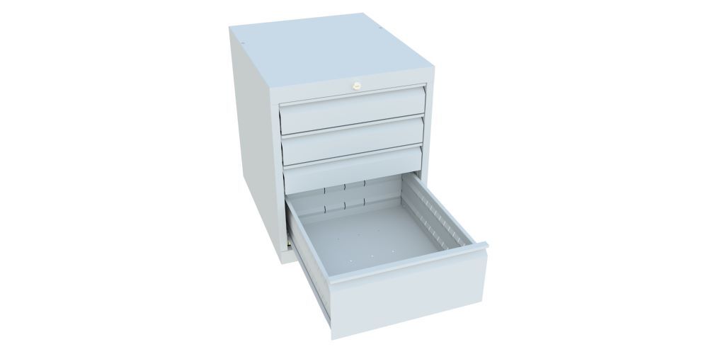 Produktbild Schubladenblock 600x500x600 mm, Blende 3x100, 1x200, RAL 7035 bild 2