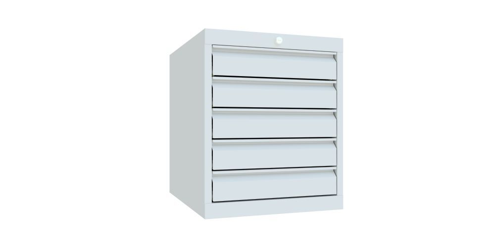 Produktbild PAVOY Schubladenblock 600x500x600 mm Blende 5x100 RAL 7035