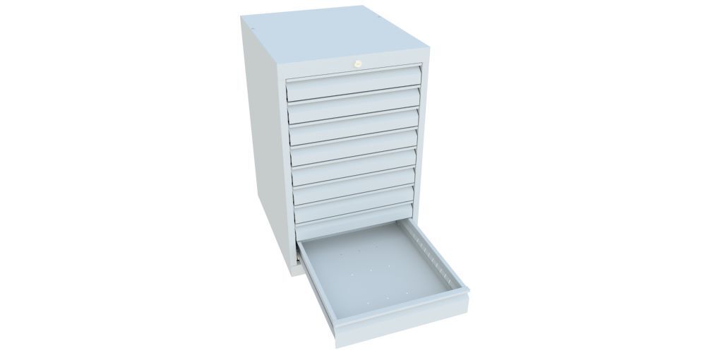 Produktbild Schubladenblock 800x500x600 mm, Blende 8x75, 1x100, RAL 7035 bild 2