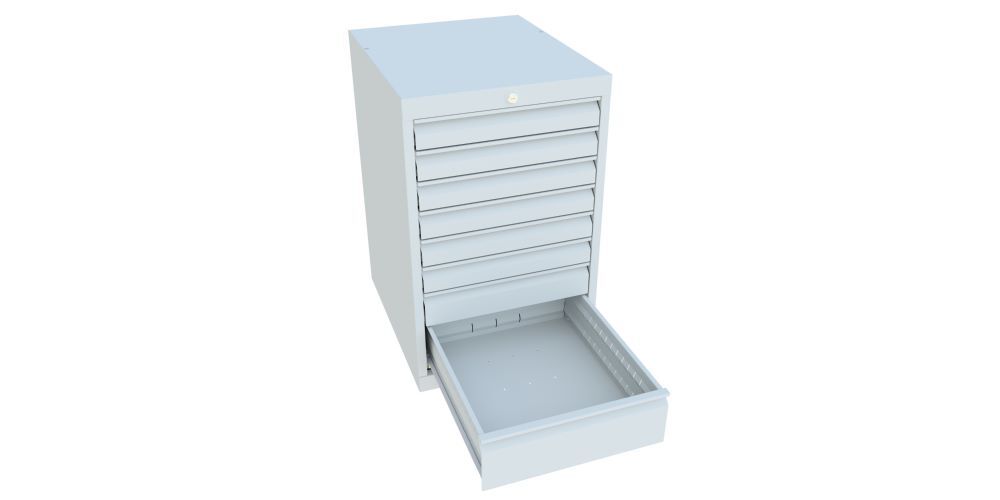 Produktbild Schubladenblock 800x500x600 mm, Blende 1x100, 1x150, RAL 7035 bild 2