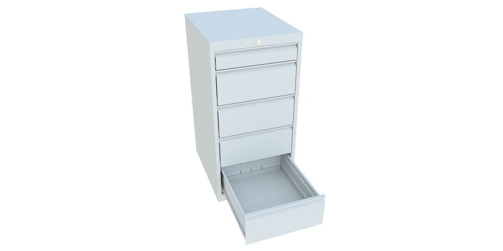 Produktbild Schubladenblock 1000x500x600 mm, Blende 1x100, 4x200, RAL 7035 bild 2