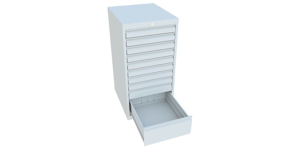 Produktbild Schubladenblock 1000x600x500 mm, Blende 8x75, 1x100, 1x200, RAL 7035 bild 2