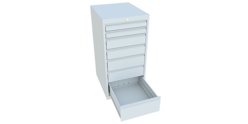 Produktbild Schubladenblock 1000x500x600 mm, Blende 2x75, 2x125, 2x150, 1x200, RAL 7035 bild 2