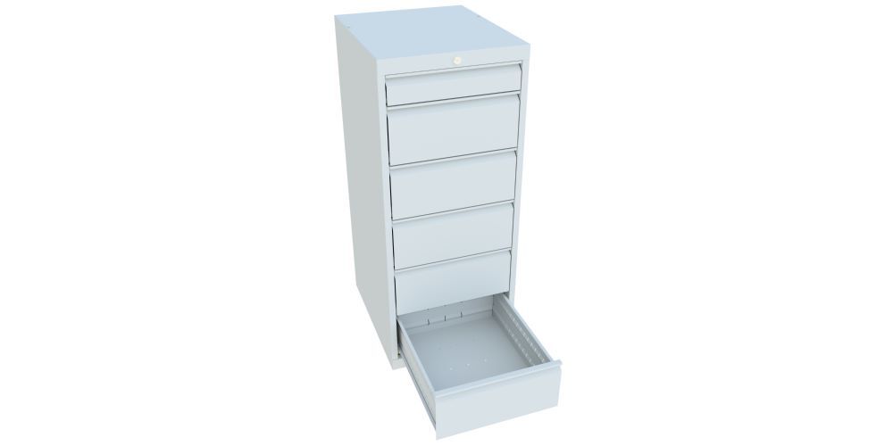 Produktbild Schubladenblock 1200x500x600 mm, Blende 1x100, 5x200, RAL 7035 bild 2