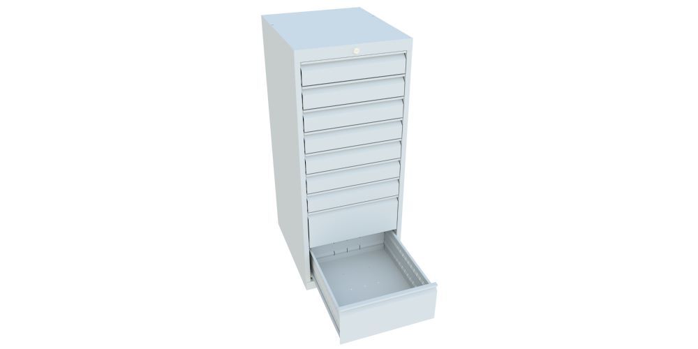 Produktbild Schubladenblock 1200x500x600 mm, Blende 7x100, 2x200, RAL 7035 bild 2
