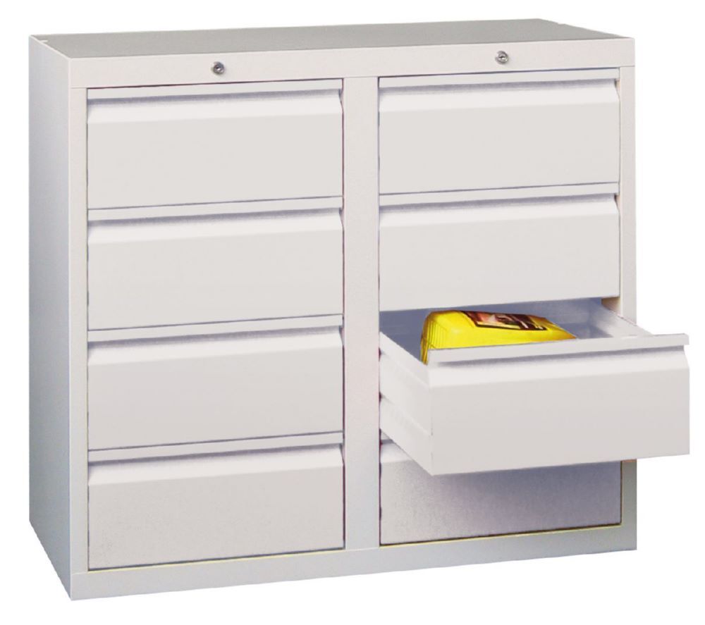 Produktbild PAVOY Schubladenschrank Gleitführung 900x1000x500 mm Blende 8x200 RAL 7035