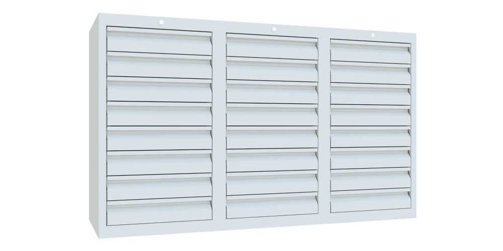 Produktbild PAVOY Schubladenschrank Gleitführung 900x1500x500 mm Blende 24x100 RAL 7035