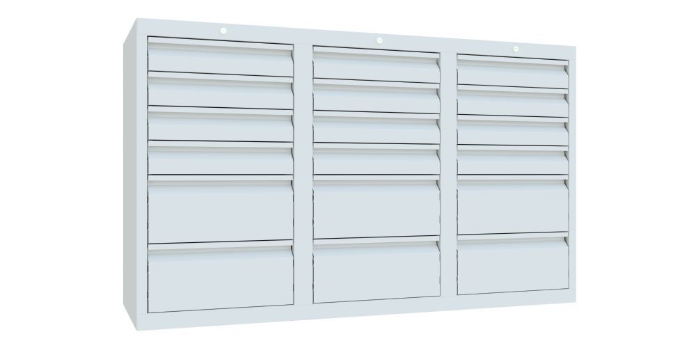 Produktbild PAVOY Schubladenschrank Gleitführung 900x1500x500 mm RAL 7035