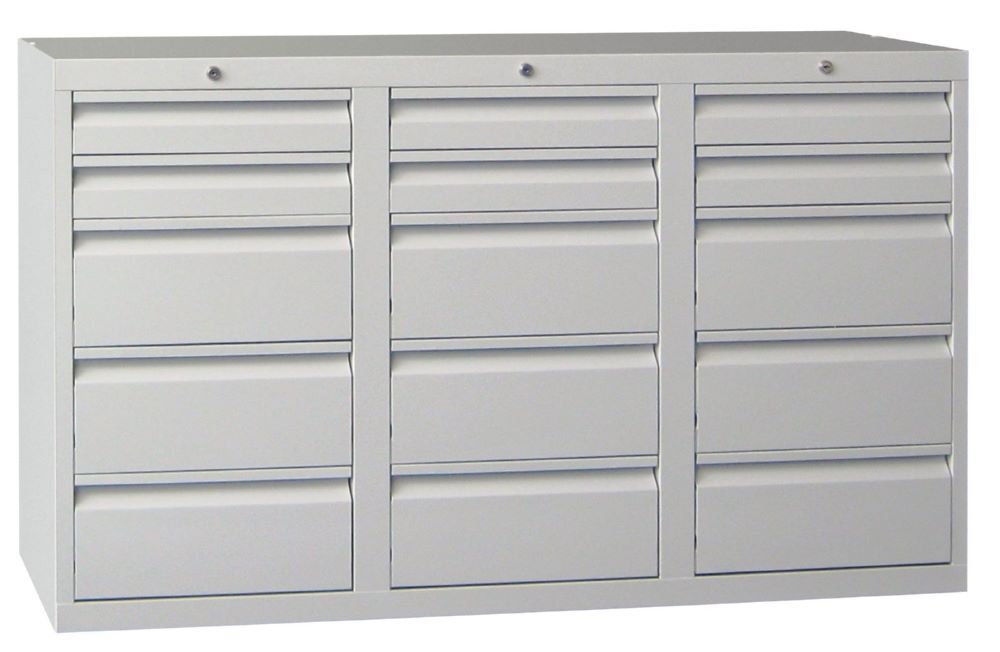 Produktbild PAVOY Schubladenschrank Gleitführung 900x1500x500 mm RAL 7035