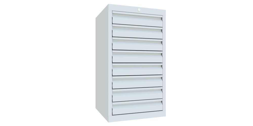 Produktbild PAVOY Schubladenschrank Kugellagerführung 900x500x500 mm Blende 8x100mm RAL 7035